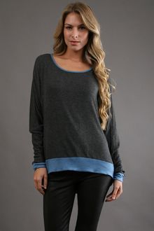 Jet By John Eshaya Two Tone Oversize Tee in Charcoal - Lyst