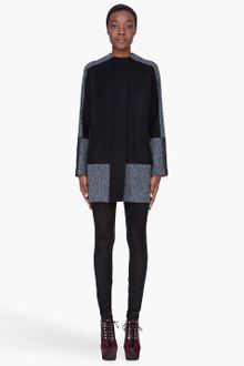 Suno Black Leather Trim Paneled Coat - Lyst