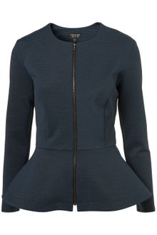 Topshop Ribbed Peplum Jacket - Lyst