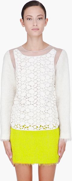 Simone Rocha Cream Mohair Lace Blouse - Lyst