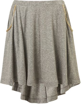 Topshop Chain Pocket Dip Skater Skirt - Lyst