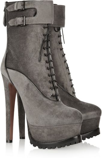 Alaïa Suede Platform Ankle Boots - Lyst