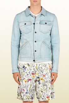 Gucci Blue Stone Washed Denim Jacket - Lyst