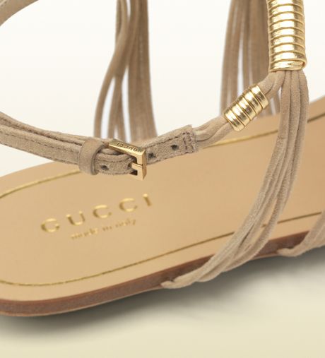 gold gucci flat sandals