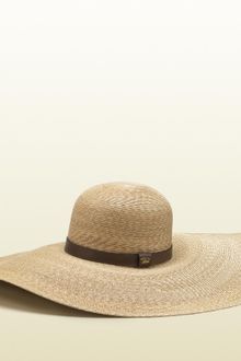 Gucci Natural Straw Wide Brim Hat - Lyst