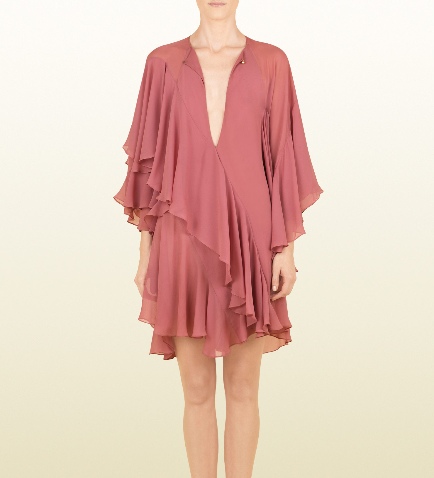 Gucci Ruffle Dress in Pink Lyst