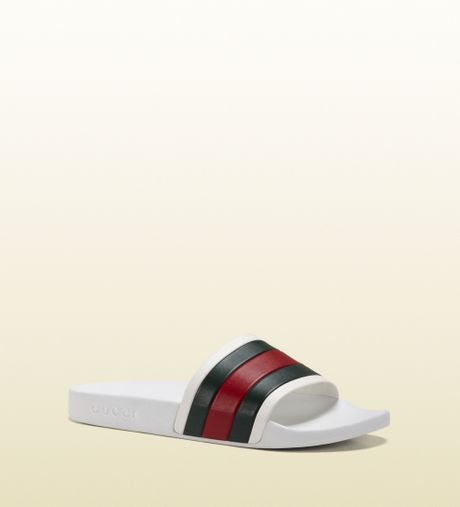 Gucci White Rubber Slide Sandal in White for Men | Lyst