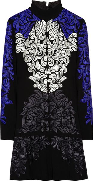 Stella McCartney Erica Embroidered Crepe Dress - Lyst