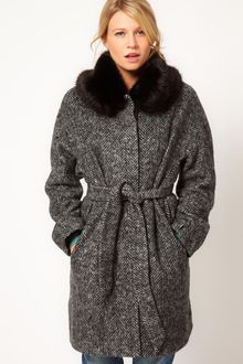 ASOS Collection  Fur Collar Belted Coat - Lyst