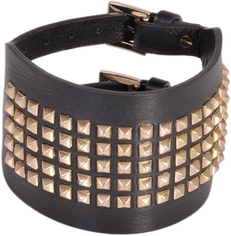 Valentino Rock Stud Bracelet in Black - Lyst