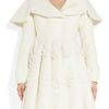 Alexander Mcqueen Shearling and Floral Appliqué Brocade Coat in White - Lyst