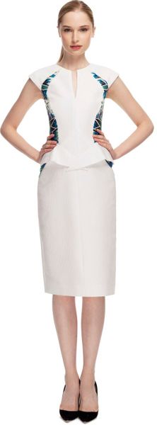 Bibhu Mohapatra White Carbon Day Dress in White (white/cobalt) - Lyst