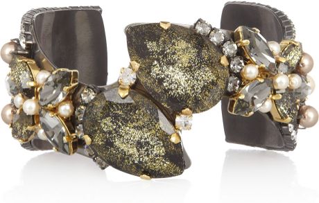 Erickson Beamon Swarovski Crystal and Pearl Cuff in Silver (pearl) - Lyst