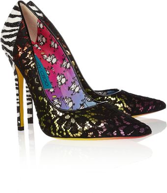 Jimmy Choo Anouk Lace Covered Leather Pumps - Lyst