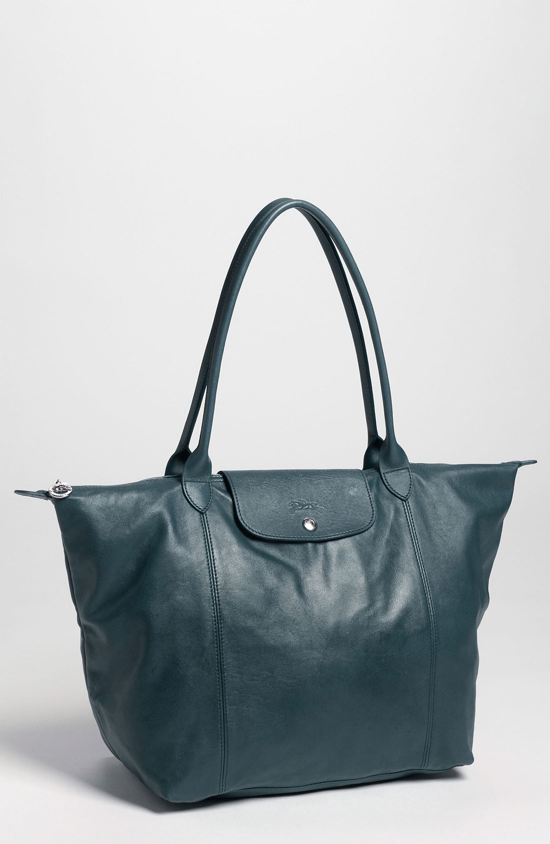 Longchamp Le Pliage Cuir Leather Tote in Blue (duck blue) | Lyst