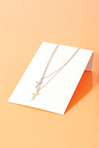 Nasty Gal Mixed Metal Cross Necklace - Lyst