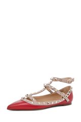 Valentino Rockstud Ballerina in Red