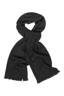 Versace Woven Wool Black Logo Scarf - Lyst