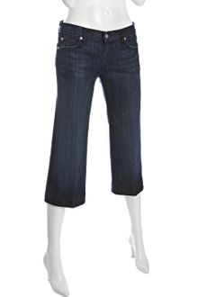 7 For All Mankind Los Angeles Dark Wash Dojo Cropped Jeans - Lyst