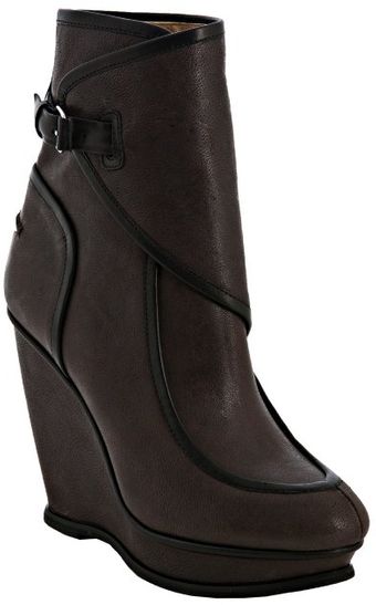 Balenciaga Brown Leather Wrap Around Platform Wedge Boots - Lyst