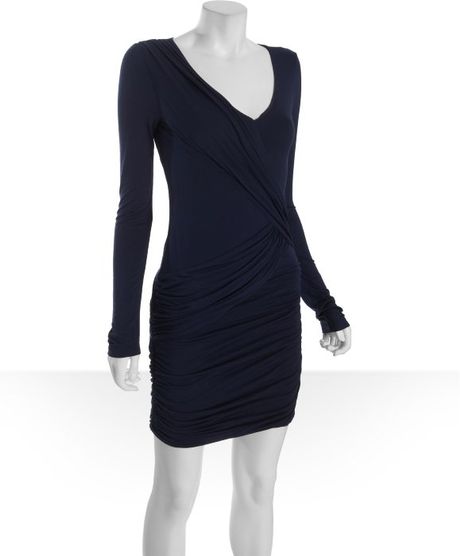 Bcbgmaxazria Pacific Blue Jersey Terry Vneck Dress in Blue (pacific blue) - Lyst