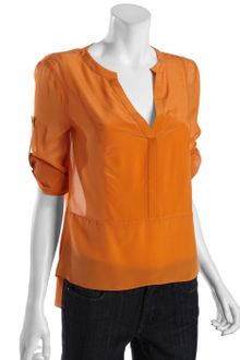 BCBGMAXAZRIA Tangerine Silk Liberty Convertible Sleeve Top - Lyst