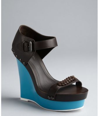 Bottega Veneta Black Leather Studded Wedge Sandals - Lyst