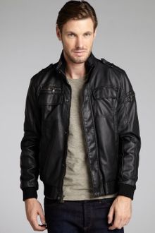 Calvin Klein  Faux Leather Bomber Jacket - Lyst