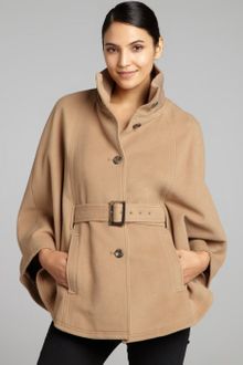 Cole Haan Camel Woolcashmere Belted Knit Collar Cape - Lyst