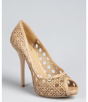 Dior Brown Sugar Patent Cannage Mesh Leather Peep Toe Pumps - Lyst