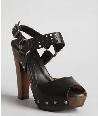 Frye Black Leather Fran Peep Toe Platform Sandals - Lyst