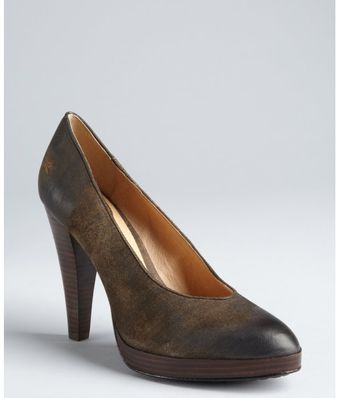 Frye Brown Oiled Leather Harlow Platform Pumps - Lyst