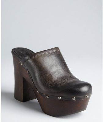 Frye Charcoal Leather Mara Studded Clogs - Lyst