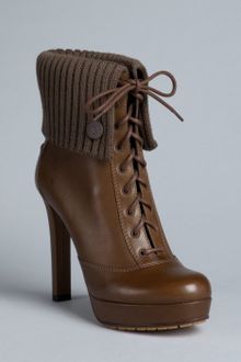 Gucci  Leather Rib Knit Trim Lara Platform Booties - Lyst