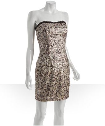 Hoaglund New York Toast Brushstroke Printed Sequin Strapless Dress - Lyst