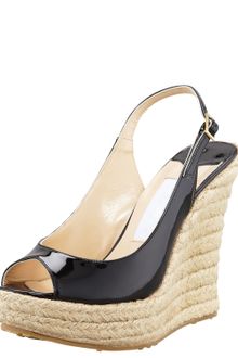 Jimmy Choo Polar Patent Slingback Espadrille Black - Lyst