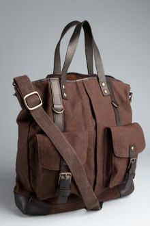 John Varvatos  Canvas and Leather Trim Tote Bag - Lyst