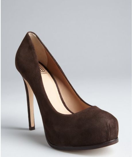 Pour La Victoire Chocolate Suede Irina Concealed Platform Pumps in Brown (chocolate) | Lyst