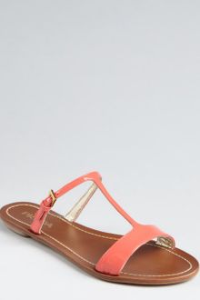 Prada Coral Patent Leather Slip On Sandals - Lyst