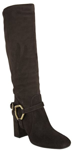 Prada Ebony Suede Harness Riding Boots - Lyst