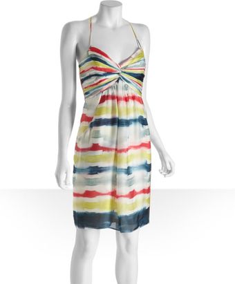Shoshanna Blue Tie Dye Striped Silk Amelie Spaghetti Strap Dress - Lyst