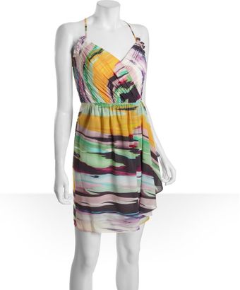 Shoshanna Yellow and Purple Splash Stripe Stretch Silk Serena Spaghetti Strap Sun Dress - Lyst
