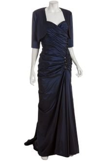 Tadashi Shoji Midnight Taffeta Strapless Long Dress with Bolera - Lyst