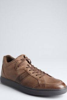 Tod's Brown Leather Logo Side Lace Up Sneakers - Lyst