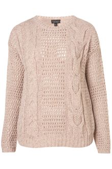 Topshop Knitted Tweedy Cable Jumper - Lyst
