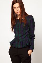 Asos Tartan Peplum Frill Jacket