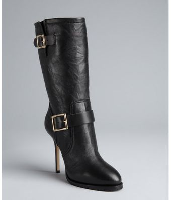 Jimmy Choo Black Leather Galen Midcalf Boots - Lyst