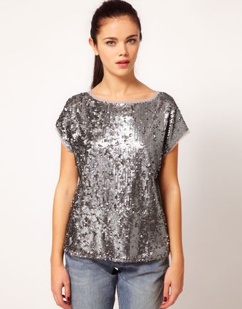 River Island Sequin Tshirt - Lyst