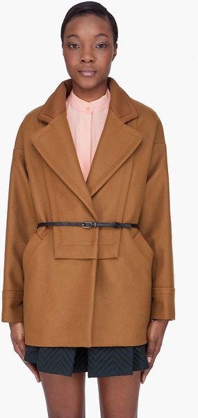 See By Chloé Tan Belted Oversized Drop Shoulder Coat - Lyst