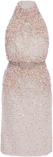 Elie Saab Halter Beaded Shift Dress - Lyst